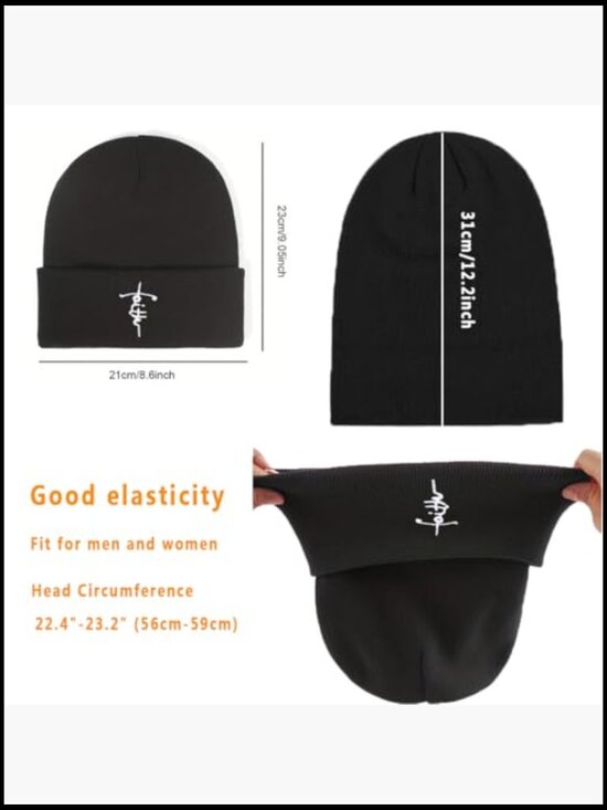 Satin Lined Knit Beanie Hat Women Embroidered Silk Lining Slouchy Cuffed main image 7